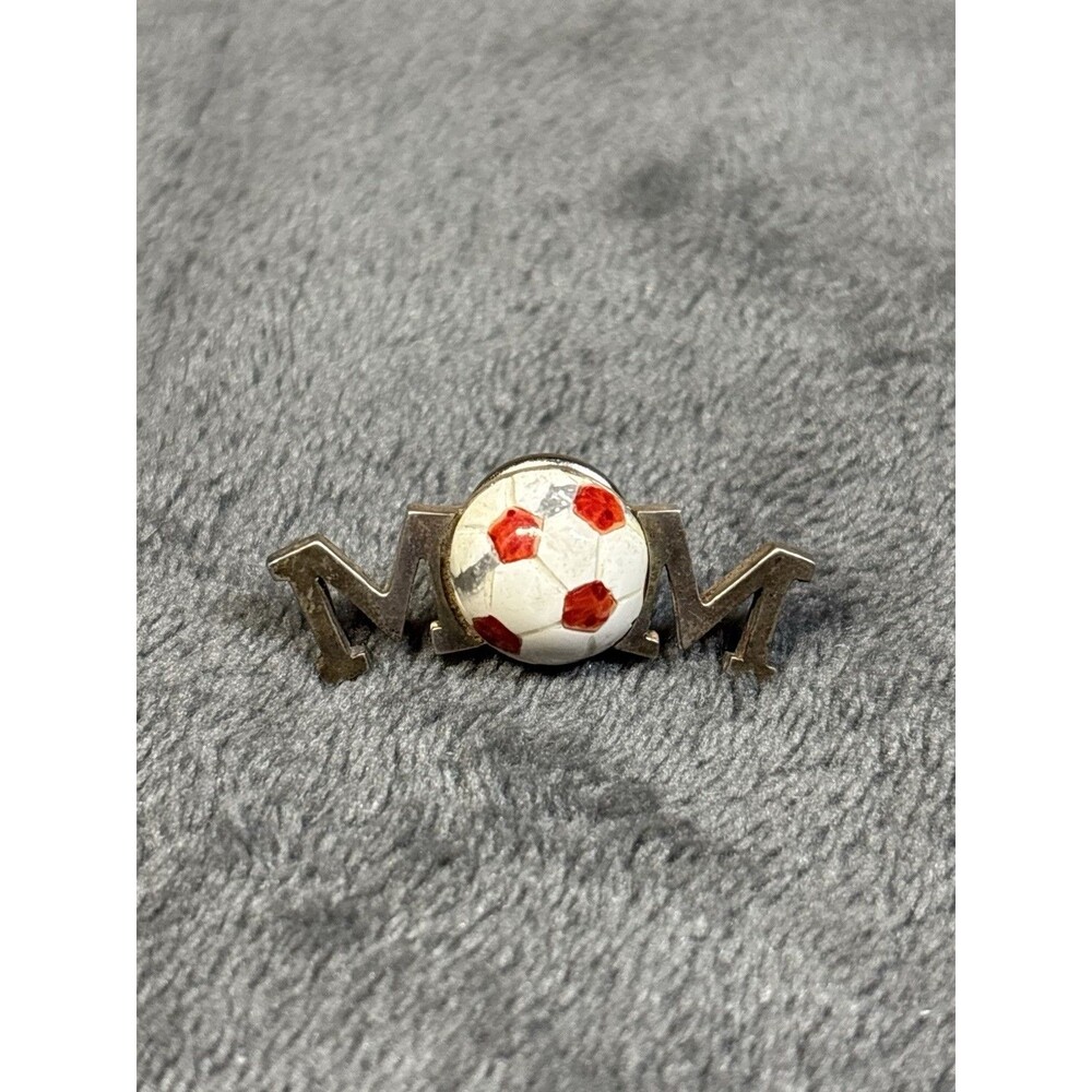Vintage Mom Soccer Pin BZ Sterling Silver 925 Gemstone Ball Sports Unique